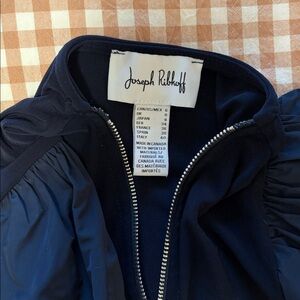 Joseph Ribkoff Navy Zip-Front Puff Sleeve Top